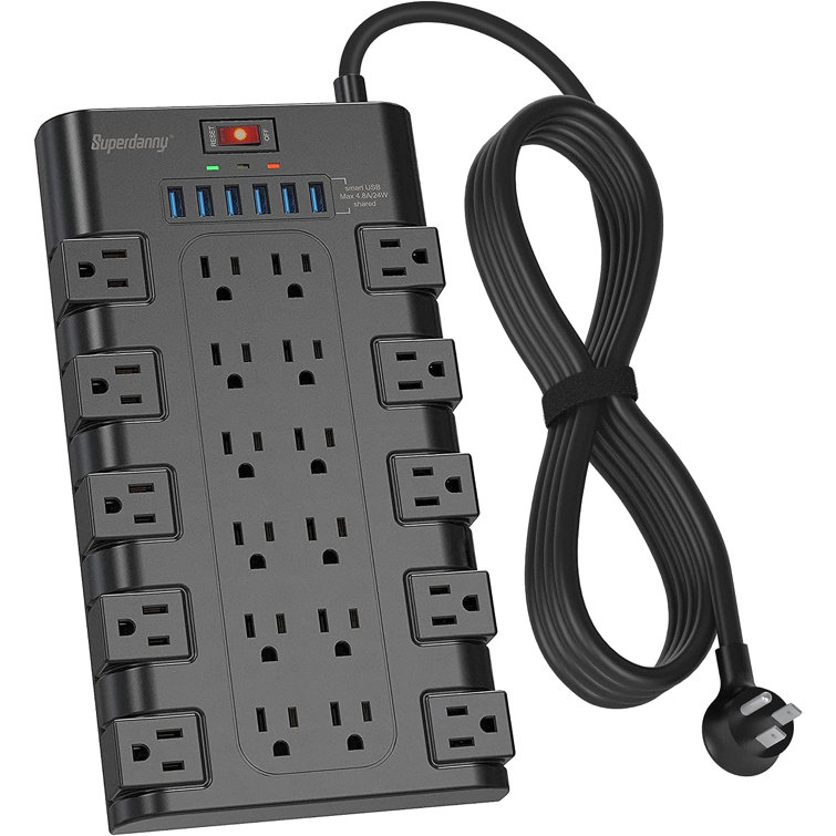 SUPERDANNY Power Strip Tower Surge Protector Charging Station 10